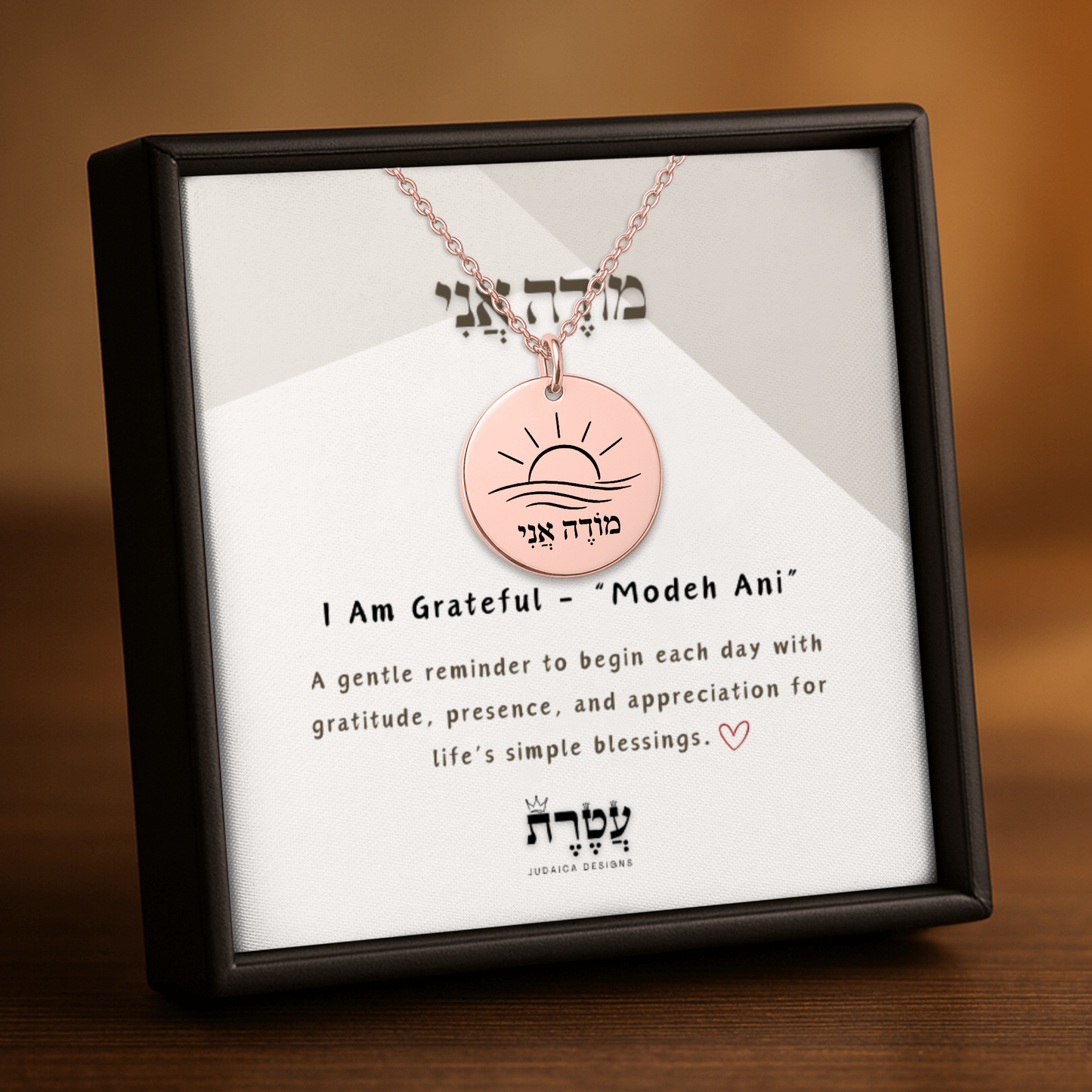I Am Grateful -“Modeh Ani” Fine Links Coin Necklace